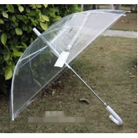 12 x Clear Transparent Wedding Umbrella - White Handle 