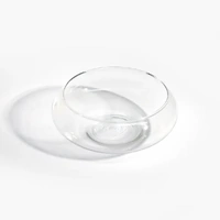 12 x Clear Glass Candle Holder Wide Open Style - H7.8cm x W20cm