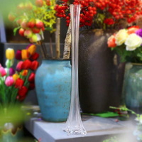 6 x Clear Glass Eiffel Tower Vase - 60cm