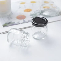 56 x Mini 50ML Black Lid Candy Jam Glass Jars Honey Preserving Wedding Favours