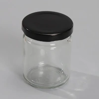 56 x 100ML Black Lid Round Candy Jam Glass Jars Honey Preserving Wedding Favours