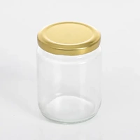 35 x 240ML Gold Lid Round Candy Jam Glass Jars Honey Preserving Wedding Favours