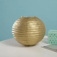 12 x Gold Round Paper Lantern - 8"