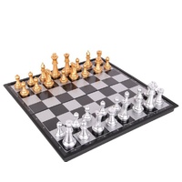 Silver and Gold Travel Magnetic Chess Set - 36cm x 36cm