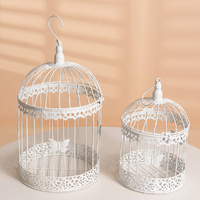 Set of 2 White Wedding Round Bird Cage Card Keeper Wishing Well Decoration Centrepiece