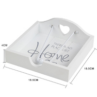 White Wedding Home Heart Wooden Timber Napkin Serviette Holder Dispenser