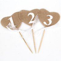 Hessian Burlap Sticks Table Numbers 1-10 