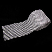 10m Diamante Diamond Silver Crystal Rhinestone Sparkling Effect Mesh Ribbon