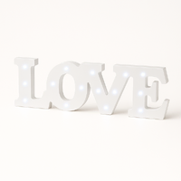 White Wooden LOVE LED Light Up Sign Free Standing Wedding Party Letters 