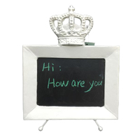 White Crown Blackboard Metal Table Stand 22x15cm Chalkboard Wedding 