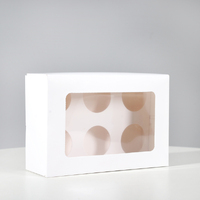 100 x White Cupcake Box 6 Holes With Clear Window  