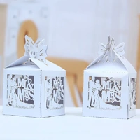 100 x White Mr&Mrs Laser Cut Wedding Favour Boxes Bomboniere Candy Bags