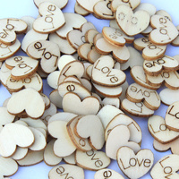 500pcs Wooden LOVE Heart Shape 1.5cm Table Scatter Embellishment