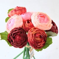 10 Heads Pink & Wine Silk Peony Rose Bouquet Flowers Artificial Wedding Home Decor