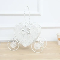 White Metal Heart Shape Flower Holder Centerpiece 