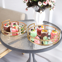 2PC Gold Wedding Mirror Tray