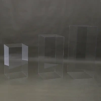 Set of 3 Clear Acrylic Cube Display Plinth Pedestal 