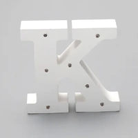 'K'  White Alphabet Wooden Letter LED Sign Light