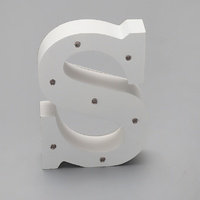 'S'  White Alphabet Wooden Letter LED Sign Light