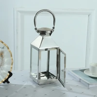 Square Stainless Steel Candle Lanterns Small 25cm Wedding Centrepieces