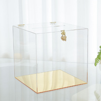 Clear Acrylic Wedding Wishing Well Gold Base Money Gift Card Box