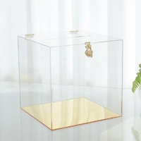Clear Acrylic Wedding Wishing Well Gold Base Money Gift Card Box