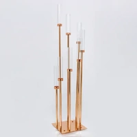 8 Heads Glass Candle Holder Gold Metal Spiral Candelabra 136cm Tall 