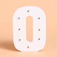 Number '0' White Wooden Letter LED Sign Light