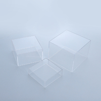 Set of 3 Clear Square Cube Acrylic Table Riser H15cm/10cm/5cm