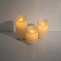 Set of 3 Flickering Flameless Electric LED Pillar Candle 