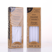 240 x White Unscented Tapered Taper Candles 25cm Long Wholesale Bulk 