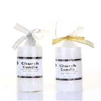 48 x White Unscented Church Candles 5 x 10cm / 2x4'' Box of Wholesale Bulk