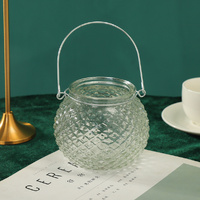 60 x Decorative Glass Hanging Ball Bowl Candle Holders Lantern With Metal Handle 10cm