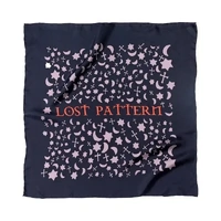 Silk Twill Square Scarf with Khazars Symbols Prints in Midnight Blue