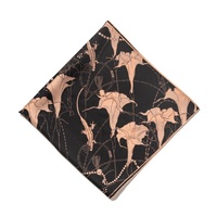 Silk Satin Square Scarf with Mandala in Dark Brown 60cm