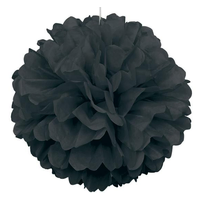 10 X 10" Black Tissue Paper Ball Pom Poms 