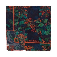 Silk Georgette Scarf / Shawl with Poinciana in Navy